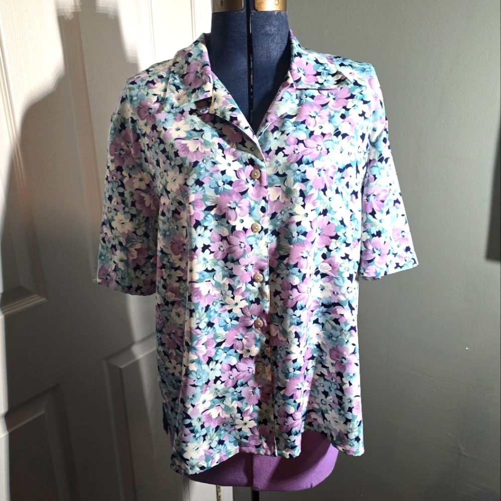 Floral Short Sleeve Button-Up